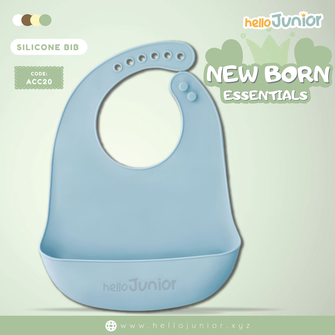 Hello Junior Silicone 4m+ Baby Bib, Light Blue