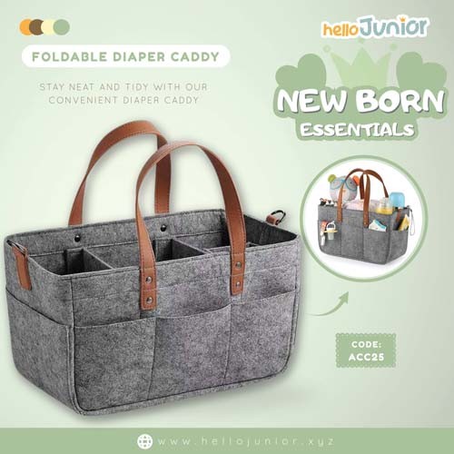 Hello Junior Multifunctional Foldable Diaper Caddy, Dark Gray