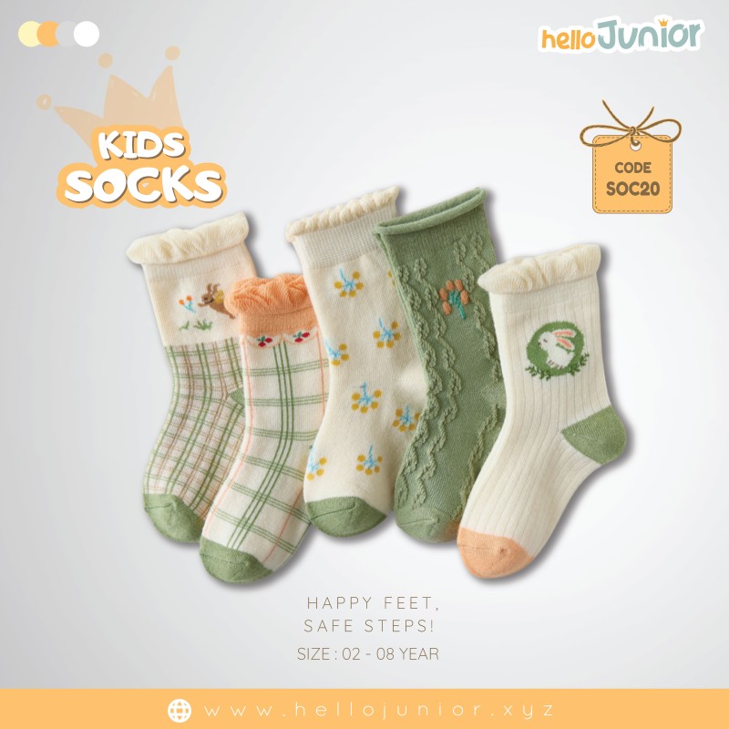 Hello Junior Baby Socks for Ages 2-8 Years, Multicolor